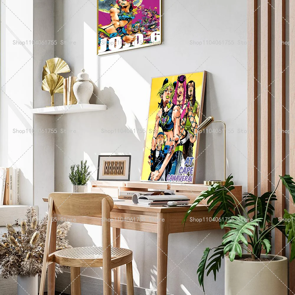 1PC Anime JoJo Bizarre Adventure Poster Self-adhesive Art Waterproof Paper Sticker Coffee House Bar Room Wall Decor