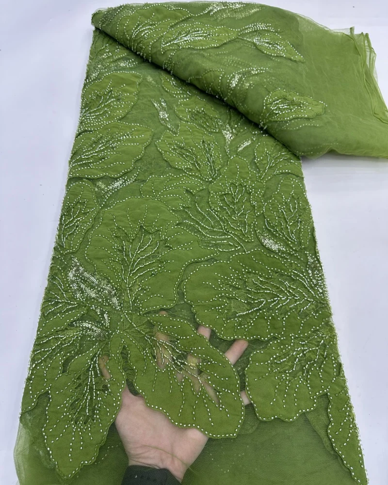 Africa Nigerian Beaded French Mesh Lace With Sequins High Quality 2025 Embroidery Lace Sequins Lace For Wedding Dresses Women