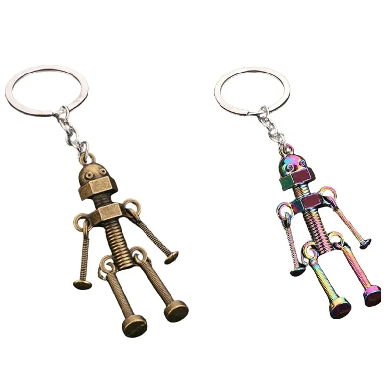 Fashionable Cute Personalized Robot Retro DIY Keychain Couple Friend Pendant Adjustable Robot Keyring Small Gift