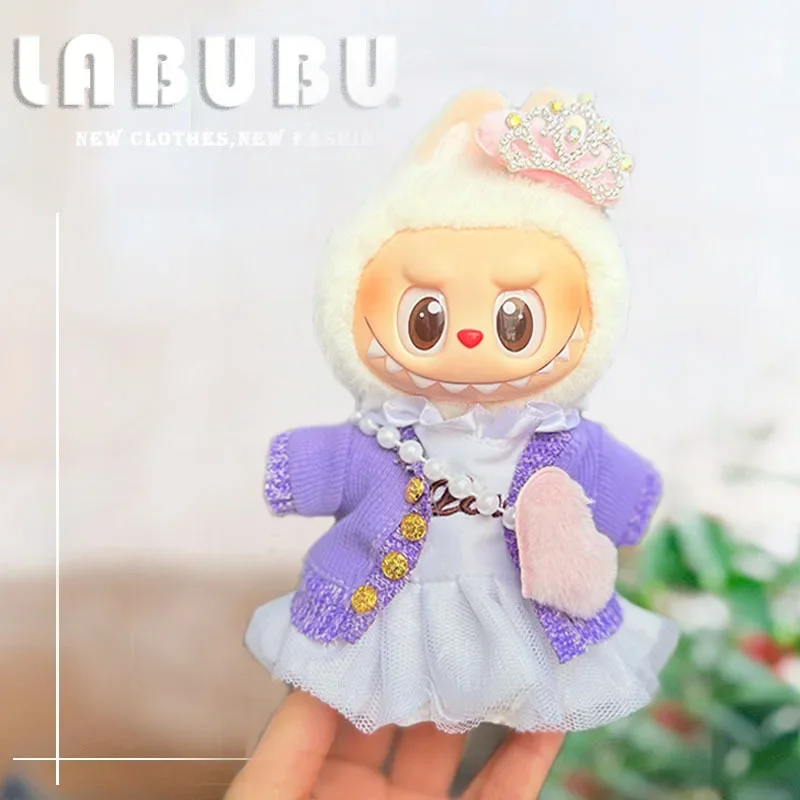 

For v1v2 original 17cm labubu clothes outfit Plush doll clothes Macaron Cute Clothing Kid Gift Clothes Hair accessories clothes