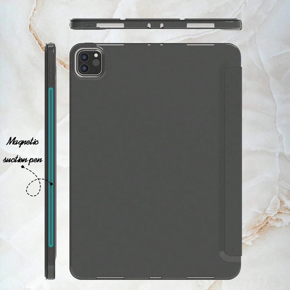 For iPad Pro 11 (2018 2020 2021 2022) Soft Silicone Tablet Case, For iPad Air 4 5 6 7 8 10.9'' 11'' Magnetic Flip Smart Cover