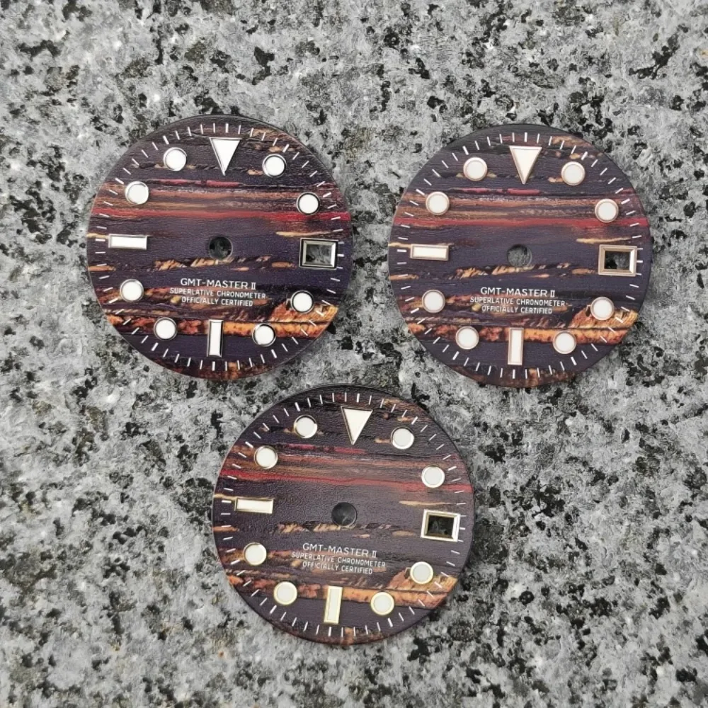 Tarcza GMT 28,5 mm NH34 z teksturą kory, tarcza R z niebiesko-zielonymi luminescencyjnymi indeksami BGW9, akcesoria do zegarków nurkowych z mechanizmem NH34