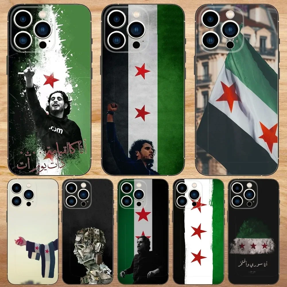 S-Syrian Revolution Flag Phone Case For iPhone15,14,13,12,11,Pro,Max,Plus,Mini,X,XS,XR,8,7,6,S,Plus,SE Soft Black Case