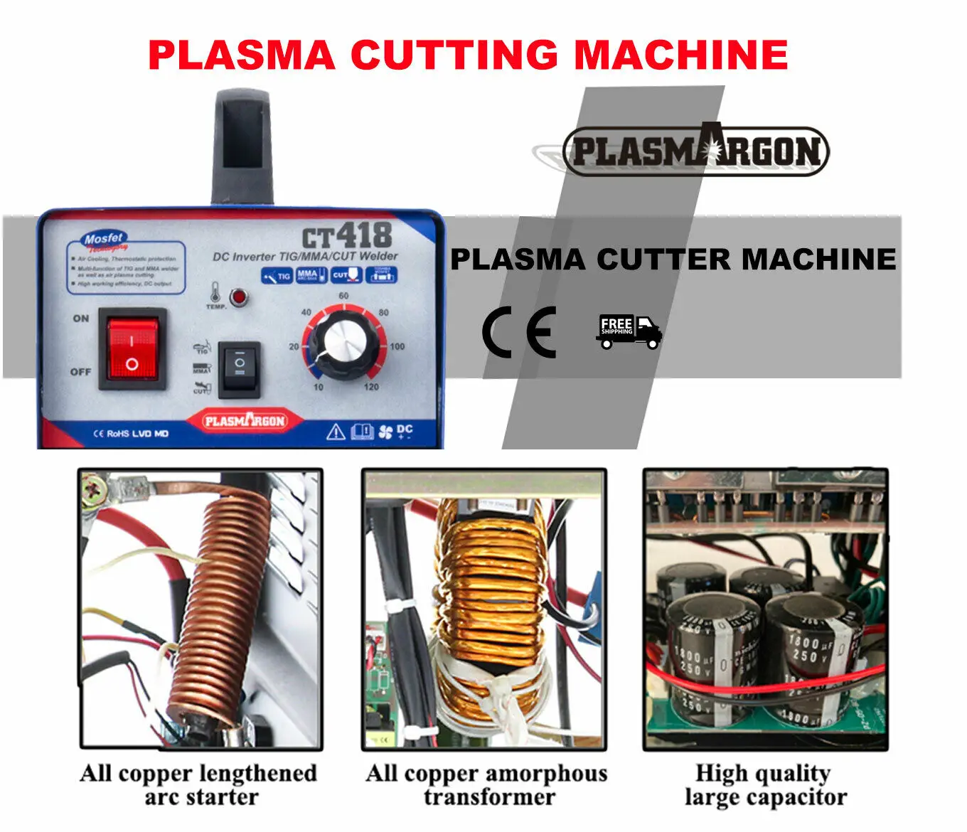 Plasma Welding Machine CT418 110V/220V Inverter Plasma Cutter ARC TIG CUT 3 In 1 Function Stick Welder Machine 180A 16mm Cut