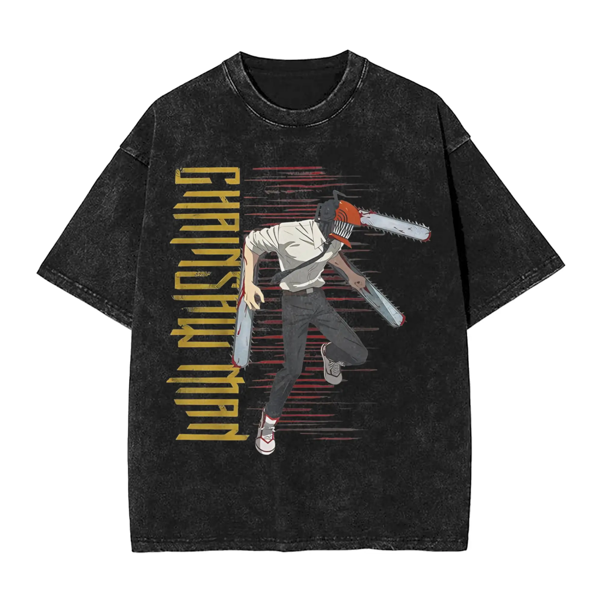 Bioworld Chainsaw Man Denji T Shirt  Hip Hop T-Shirts Short-Sleeved Vintage Tshirt Summer Casual O-Neck Plus Size Clothes