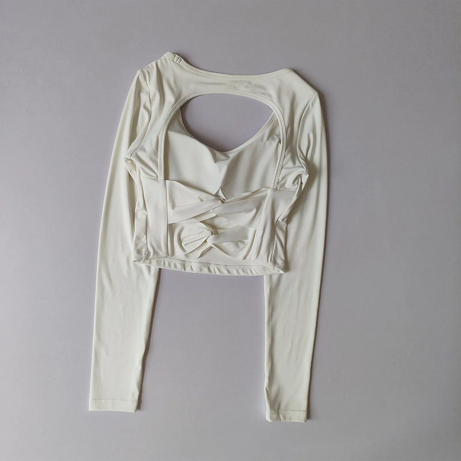 Sexy Yoga Clothing Wear with Chest Pad Long-sleeved Shirts Fixed Cup Sports Top High-end One-cup Pilates Sports Fitness Running