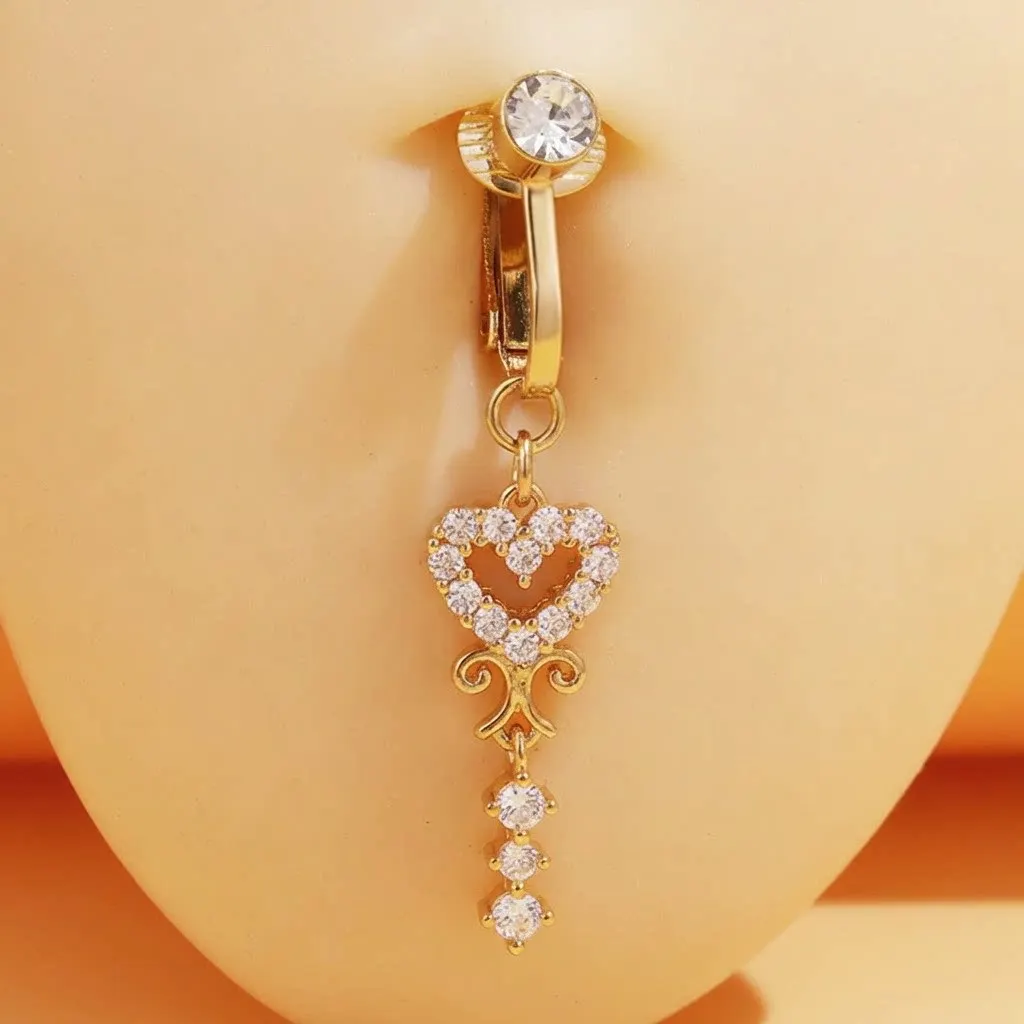 Clip On Belly Button Ring Butterfly Copper Zircon Pink Fake Belly Piercing Umbilical Navel Body Jewelry Trendy Fashion Style view 3