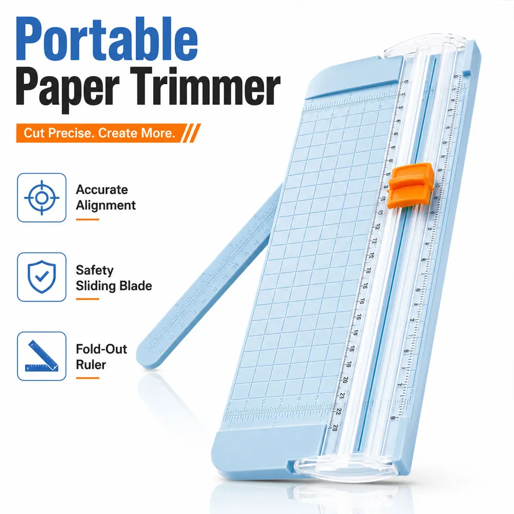 Portable Plastic Paper Trimmer with Extension Ruler, 23cm Cutting Length for Photos, Cards, Coupons, Scrapbooks and DIY Crafts