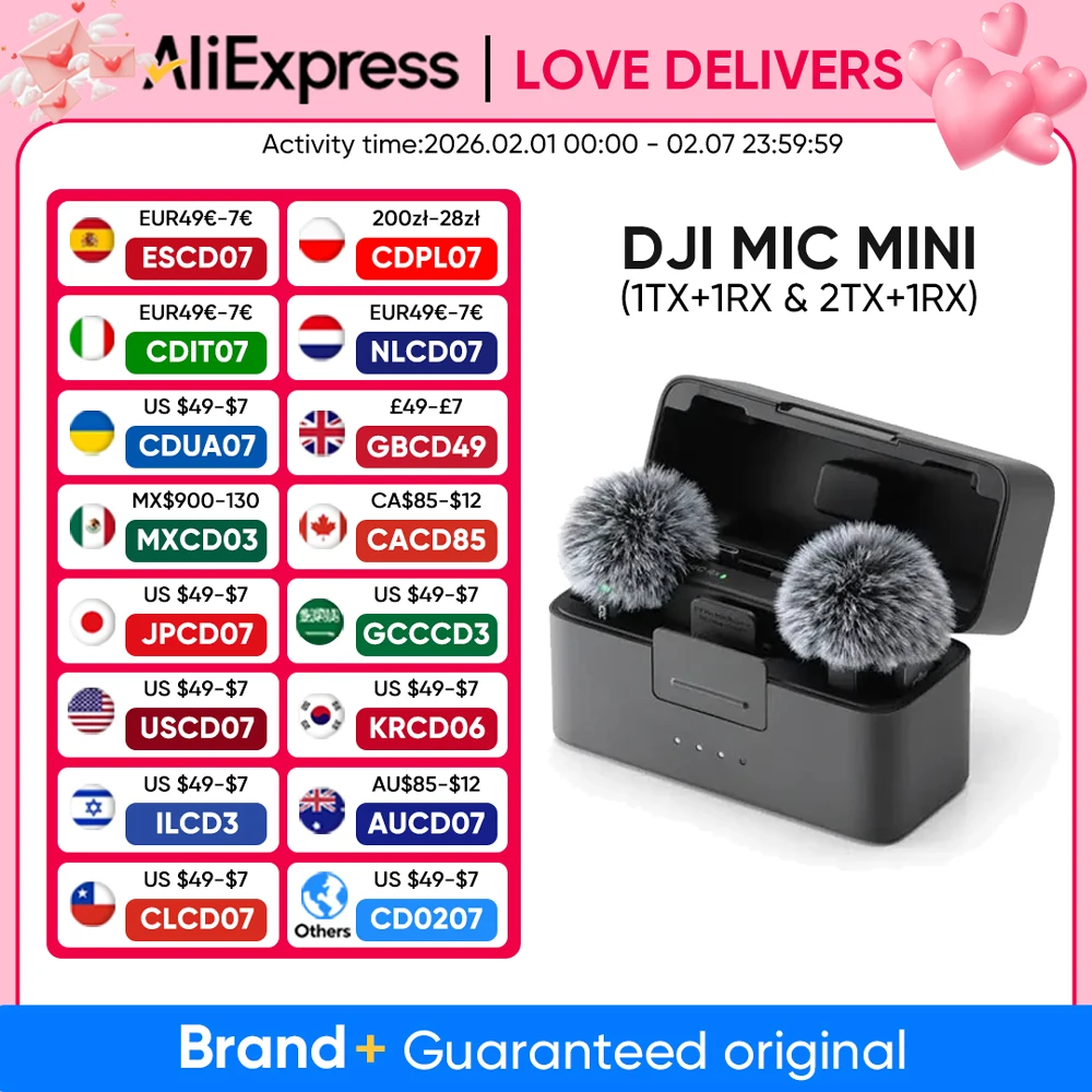 Nouveau microphone sans fil DJI Mic Mini (2TX+1RX+étui de charge) avec suppression intelligente du bruit, audio de haute qualité, original DJI