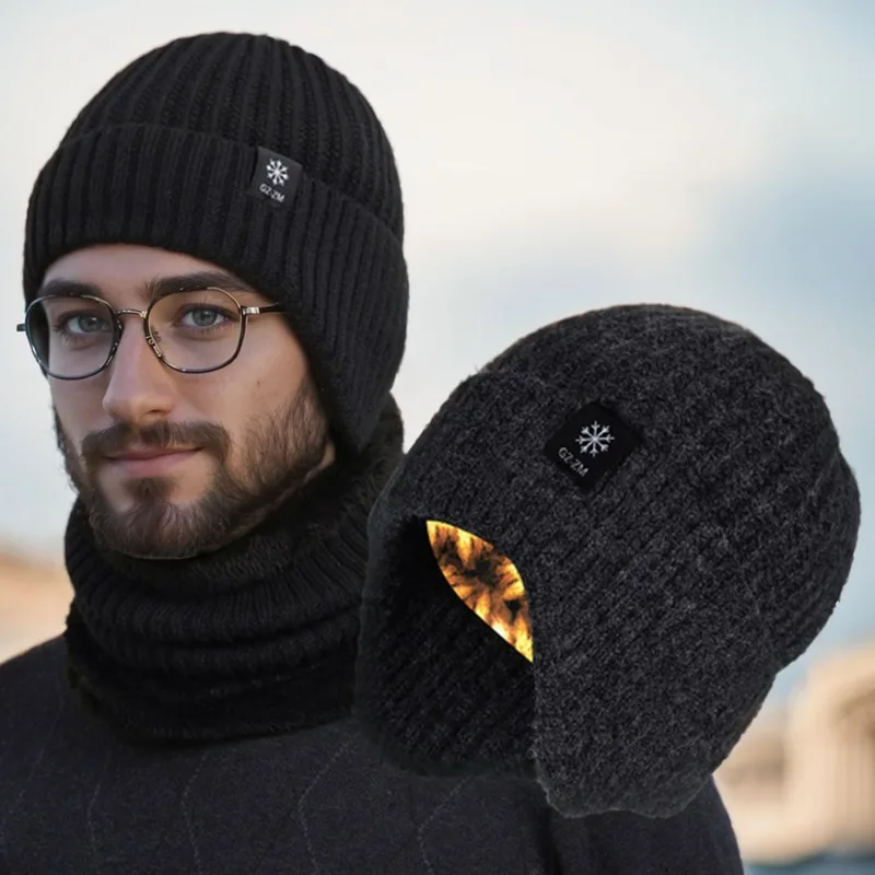 

Winter Wool Knitted Bomber Hats Unisex Warm and Windproof Ear Protection Hat for The Elderly Winter Dad Grandpa Cold Cap