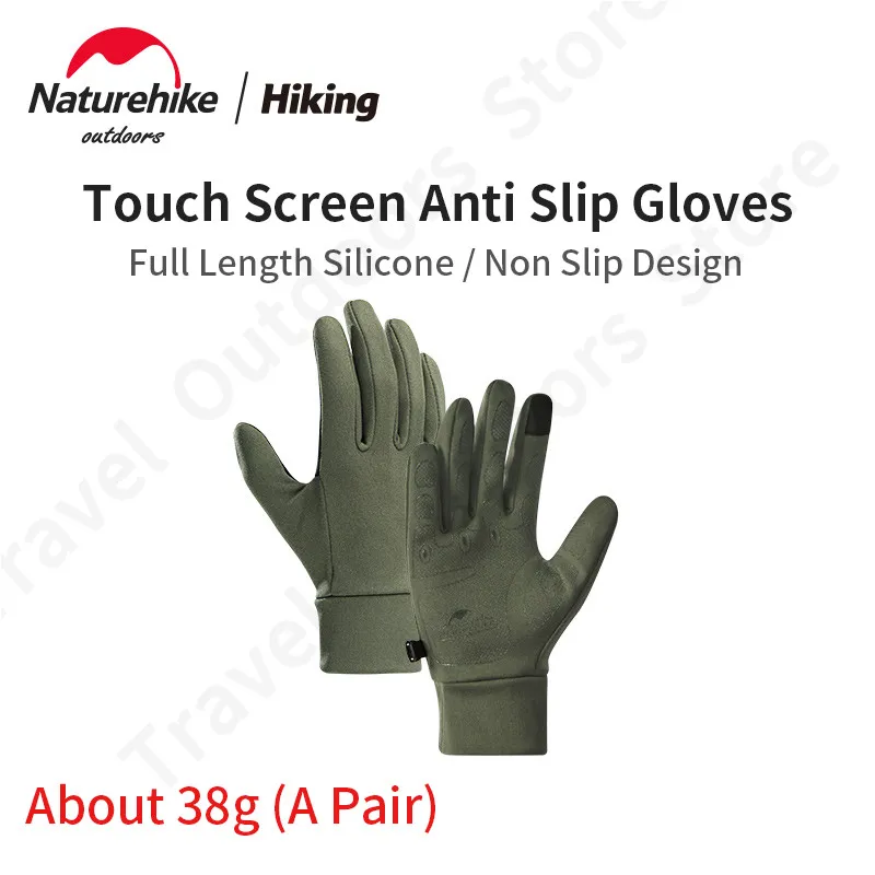 Naturehike Outdoor Sports Gloves Anti Slip Can Touch Screen Ultralight Gloves Breathable Thin Silicone Glove Hiking Run Climbing