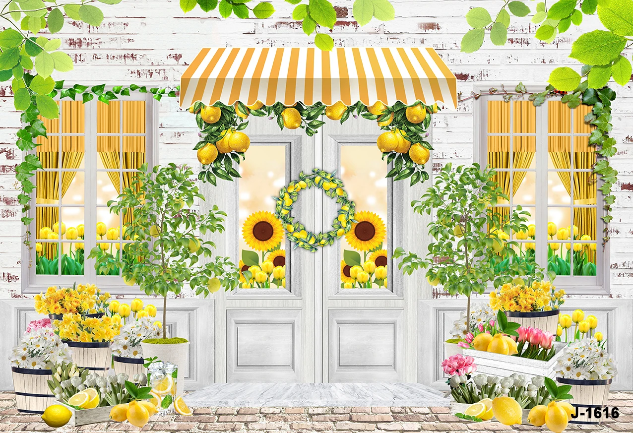 خلفية موضوع الليمون الأصفر لفتاة الصيف الرائعة عيد ميلاد سعيد ليموناد متجر حفلة التصوير خلفية خلفيات خشبية ريفية