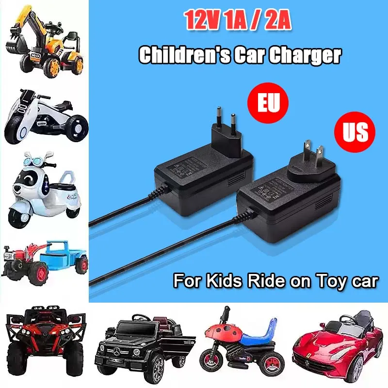 12V 1A 2A Children Ride On Toy Car Charger DC 5.5*2.1mm EU US Plug Kids Electric Vehicle Power Adapter Battery Charger