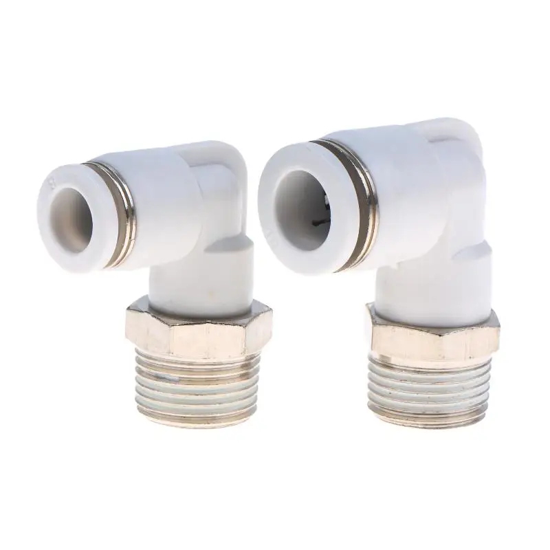 5Pcs 90 Degree Push Fit Copper Air Tube Connector White Industrial Pneumatic PL6-01/PL6-02/PL8-02/PL8-03/PL10-03/PL12-03