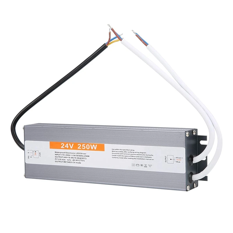 ABSF LED Power Supply Transformer Outdoor Waterproof IP68 Ultra Thin Switching AC170‑250V DC24V 10.4A 250W Driver Transformer