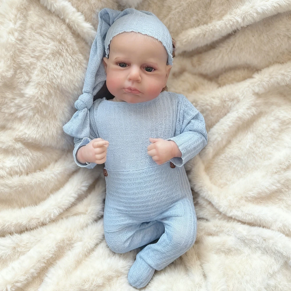 دمية لولو ريبورن مقاس 19 بوصة عيون مفتوحة/مغلقة، جلد ناعم الملمس ثلاثي الأبعاد، شعر مرسومة يدويًا، دمية مرسومة بالحياة
