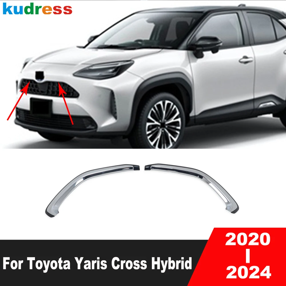 

For Toyota Yaris Cross Hybrid 2020 2021 2022 2023 2024 Chrome Car Front Center Grille Grills Cover Trim Accessories