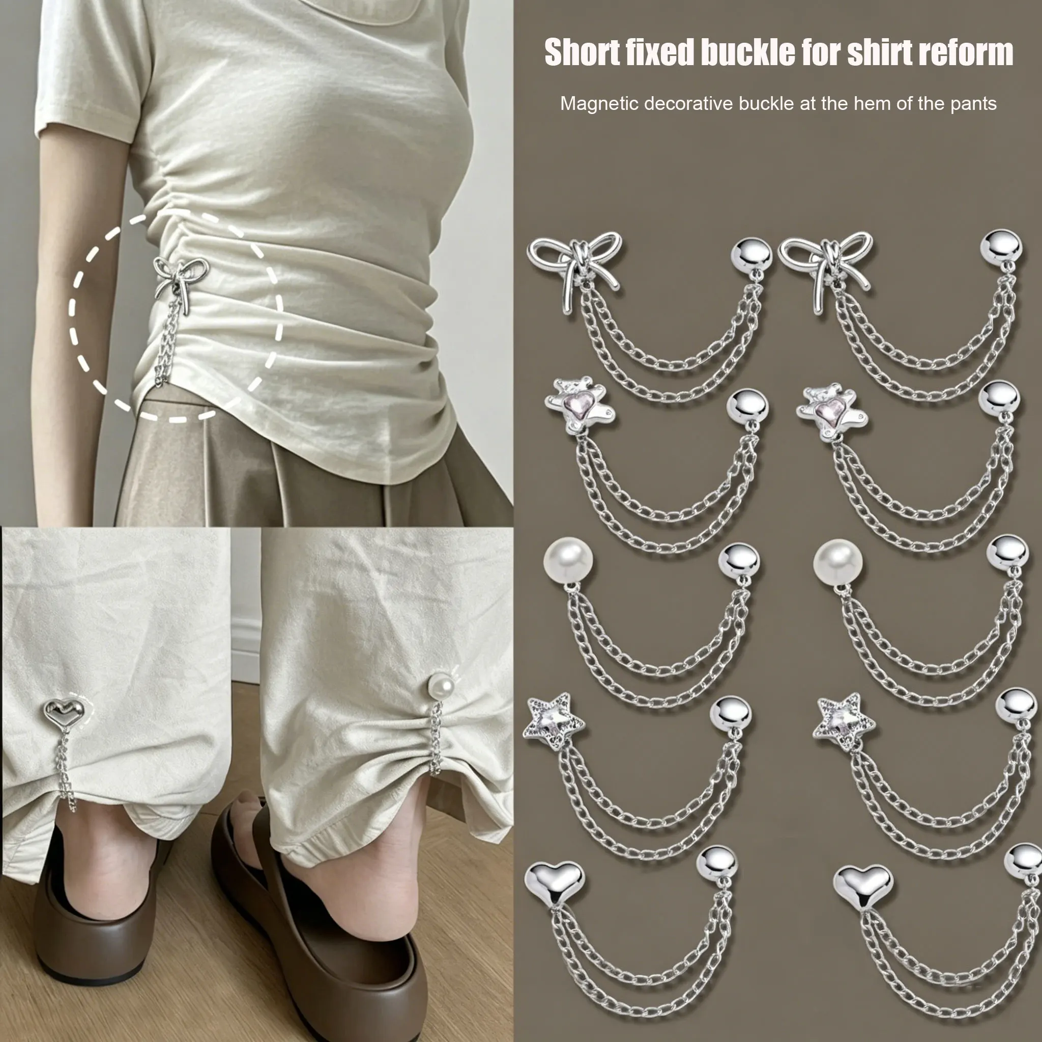 5Pcs Magnetic Clothing Clips Multi-Function Magnetic Strength Buttons Clips Pinless Brooch Clips for Women Clothes Cardigans