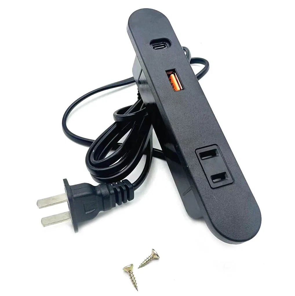 AC500W 5V2A USB+Type-C Extension Cable Multi Ports Socket Furniture Embedded Solderless Wire Power Charging Socket Cable 1.7M