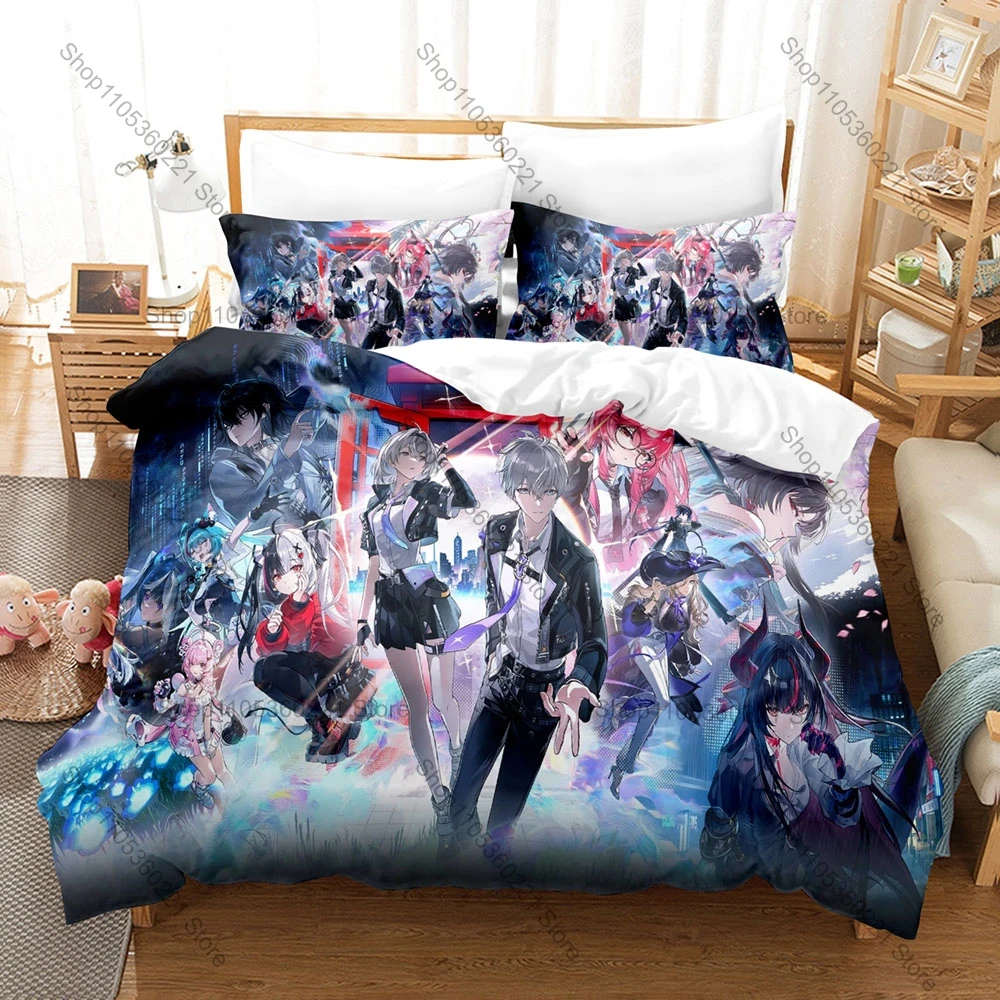 NTE Neverness to Everness Game Duvet Cover + 2 Pillowcases Urban Supernatural Anime Character Polyester Gamer Bedroom Decor