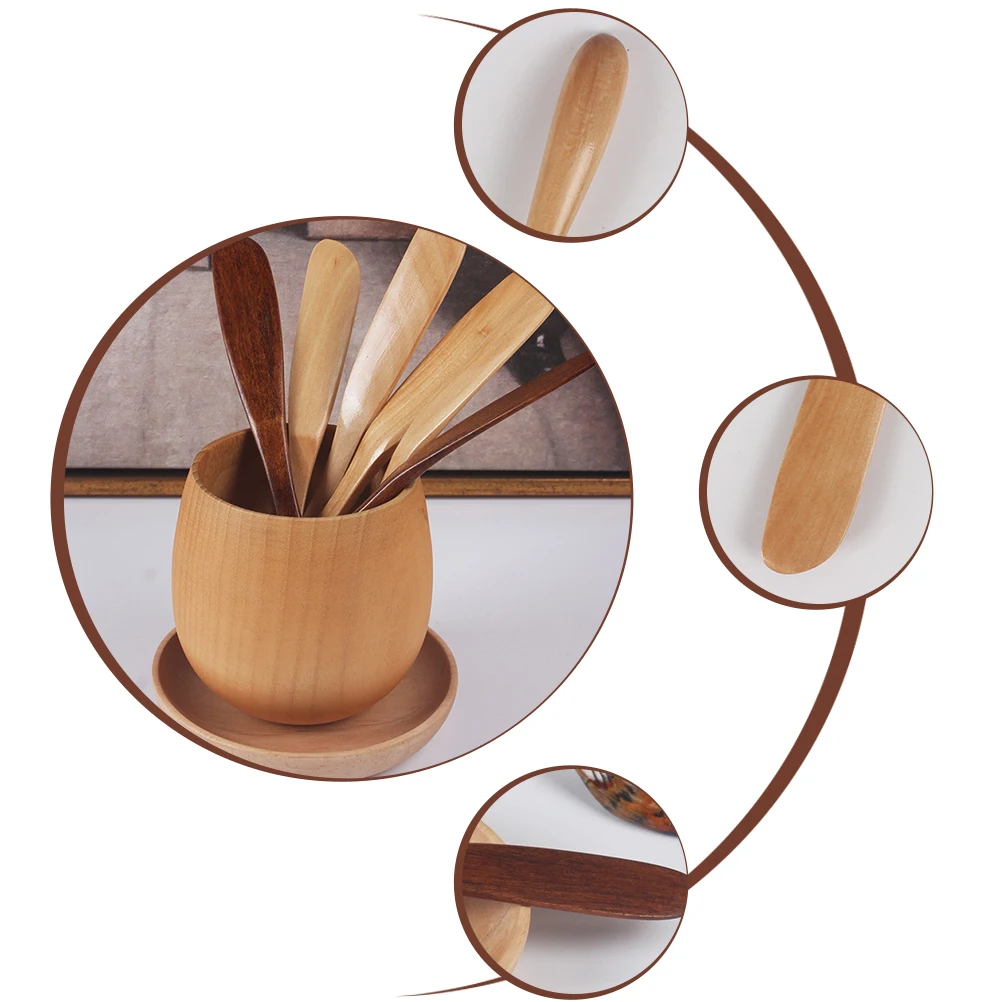 

4 Pcs Wooden Makeup Scraper Face Cream Scrapers Skin Care Tool Tools Facial Mask Massage Lotus Tree Beauty