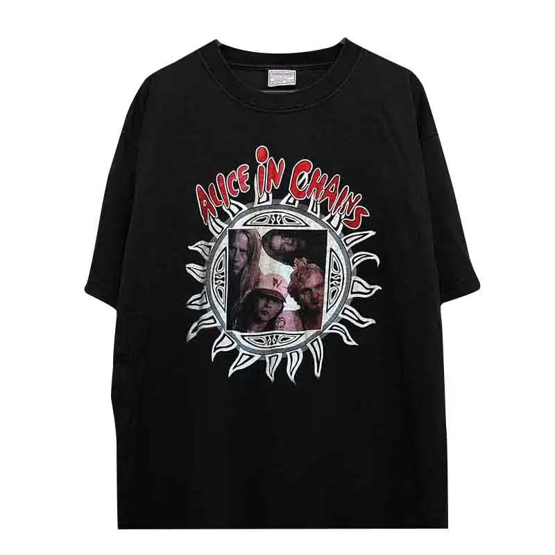 

American Blockbuster Restoring Ancient Ways of Cotton Tee Alice in Chains Printing Short Sleeve T-shirt Cec Men and Women
