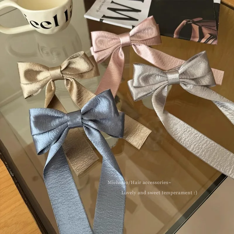 

Sweet Elegant France Style Bow Clip Claw for Girl INS Casual Big Bow Shiny PU Leather Ponytail Duckbill Clip Hair Accessories