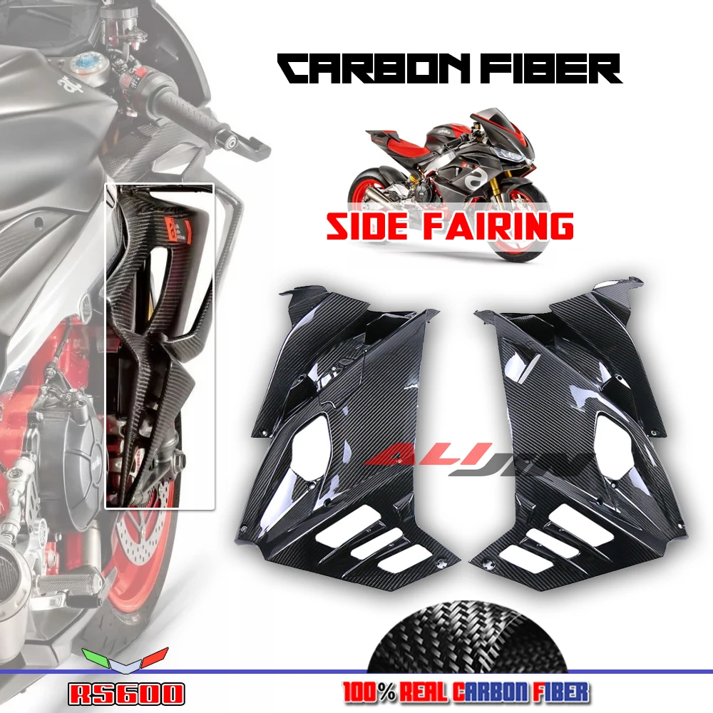 Reale Dry In Fibra di Carbonio Moto Carenatura Anteriore Parafango Pannello Laterale Telaio di Protezione Winglets Deflettore Aria Fit Aprilia RS660 660