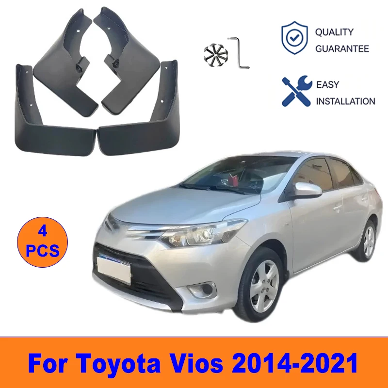 

4Pcs Mud Flaps For Toyota Vios 2014-2021 - Splash Guards Front & Rear Wheel Fender Mudguards Car Exterior Protection Accessory