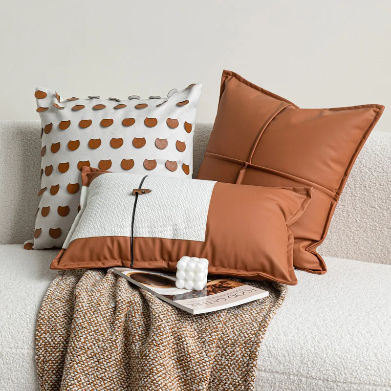 30X50/45X45M Brown Throw Pillow Cover Spliced Light Luxury Waist Cushion Cover Decor Home Decorative Pillowcase 2026 New