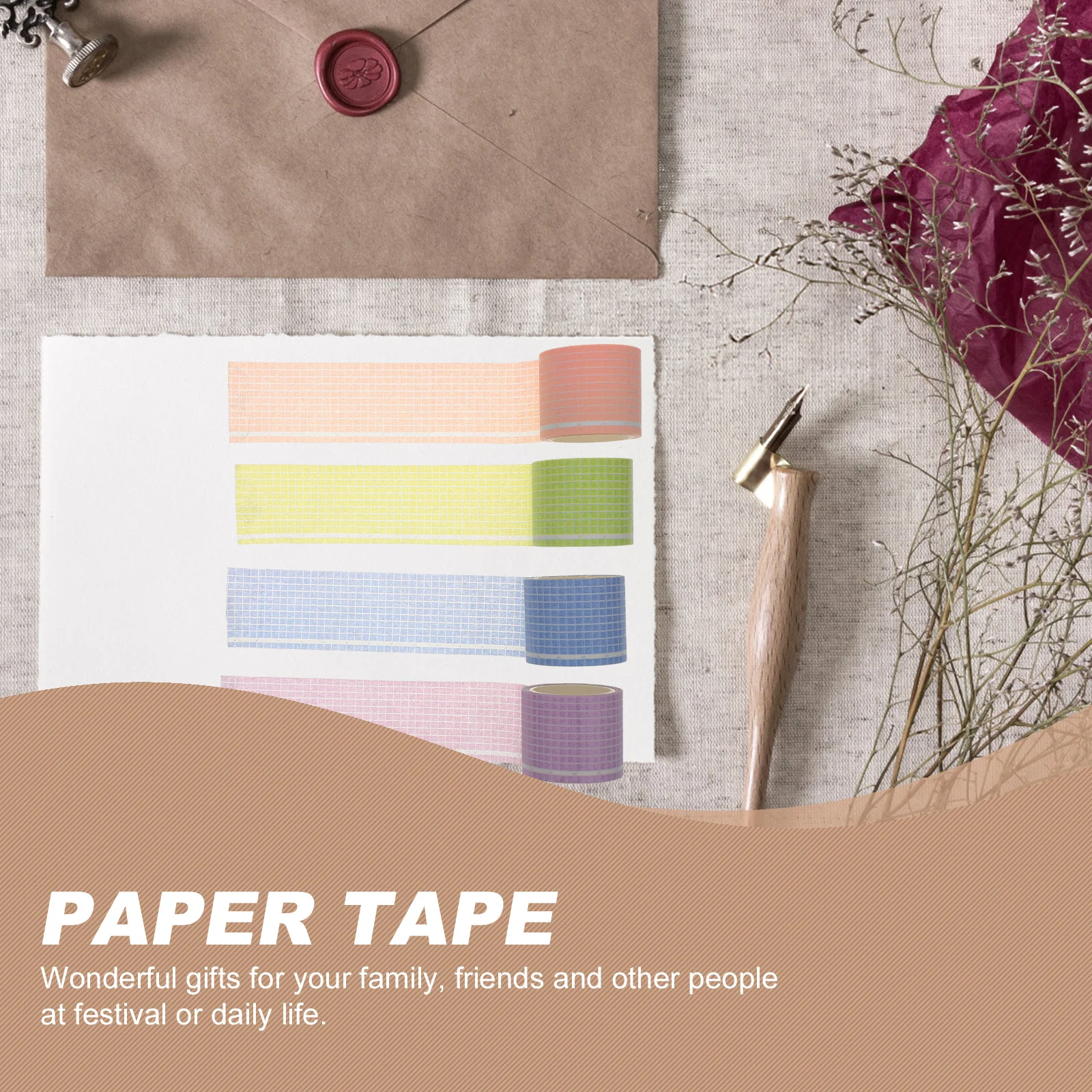 

4Pcs Grid Washi Paper Tapes Decorative Scrapbook Stickers Creative DIY Craft Planner Masking Tape Beautiful Adhesive Decals