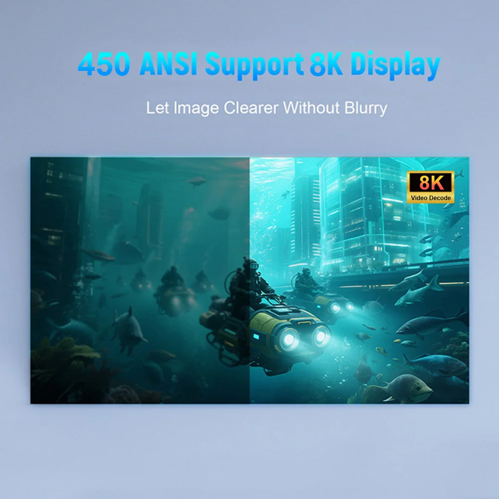 Velec 1080P FHD Projector with 450 ANSI Lumens, Android 14 & Dual-Band WiFi 5.2 Bluetooth, Auto Focus/Keystone Correct