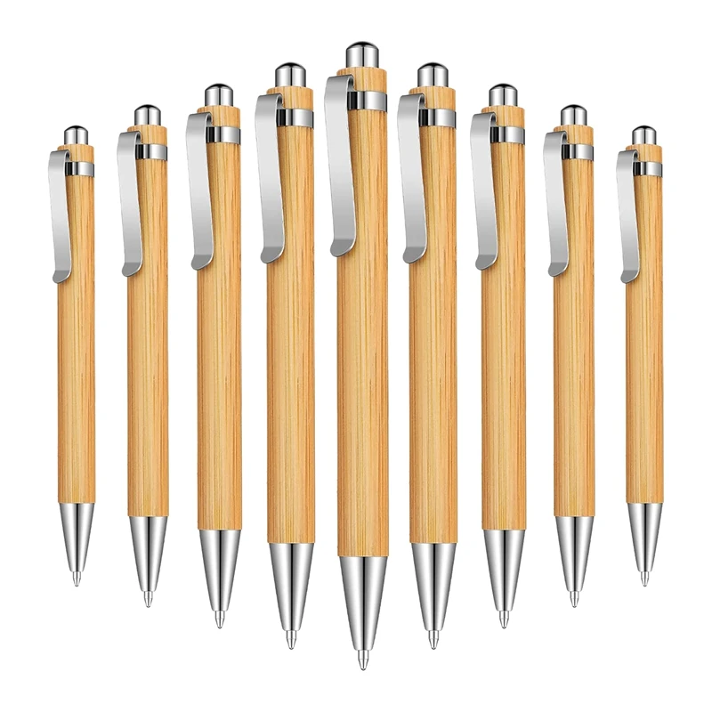 15 Pieces Bamboo Retractable Ballpoint Pen Black Ink 1 Mm Office Products Pens Bamboo Ballpoint Pen Wood Ballpoint Pens