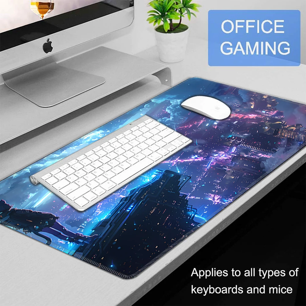 Cyber Punks Keyboard Pads Large Gaming Mouse Pad Anime Rubber Mat Cool Deskmat Desk Protector Mousepad Gamer Pc Accessories S53