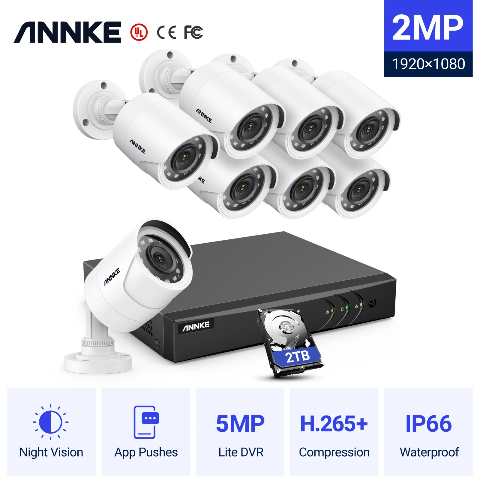 

ANNKE 8CH Video Surveillance Kit 5MP DVR Smart IR Security Camera Night Vision Waterproof Motion Detection CCTV Camera System