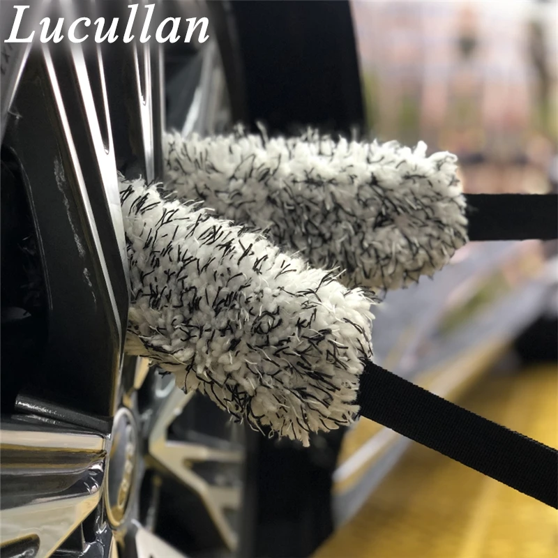 Lucullan Black Belt Rim Wheel Corner Scrubbing Towel Double Side Long Band Cleaning Pad