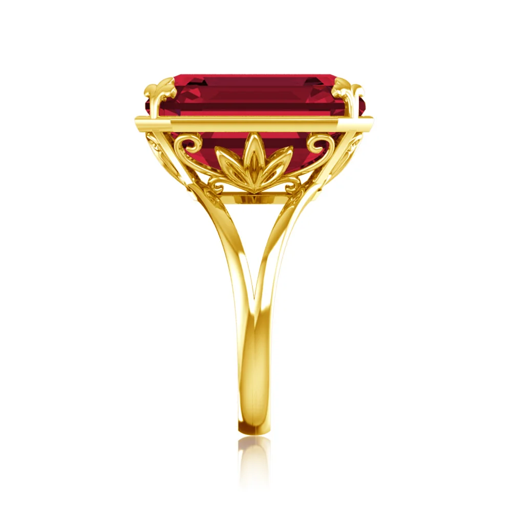 High Quality 925 Sterling Silver Ruby Ring For Woman Gold Plated Rectangle Banquet Party Gift Luxury Trend Jewelry