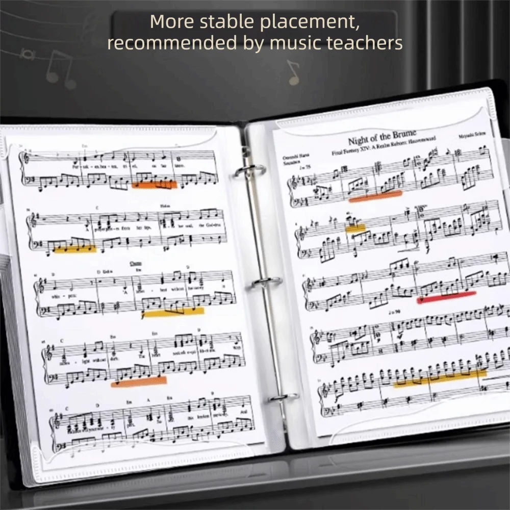 

A4 Sheet Music Folder Loose-leaf Storage Spiral Music Score Binder Index Post Ring buckle Piano Score Storage Holder