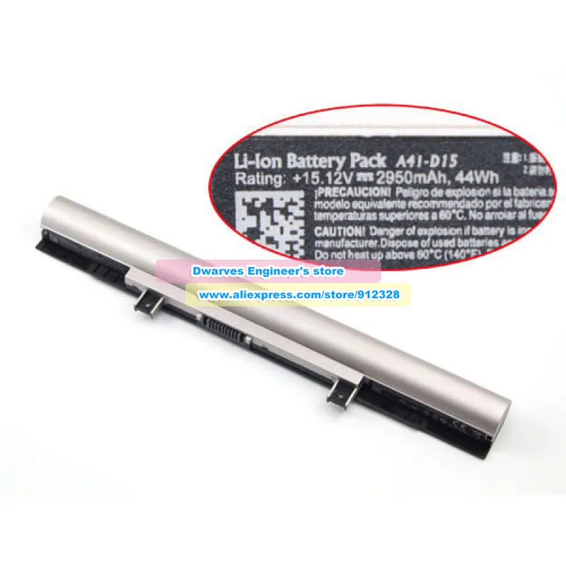 Genuine A41-D15 A42-D15 Battery 15.12V 2950mAh 44Wh for Medion AKOYA 6424 6422 E5312T MD99850 E6432 P6679 Leader SC562 SC770