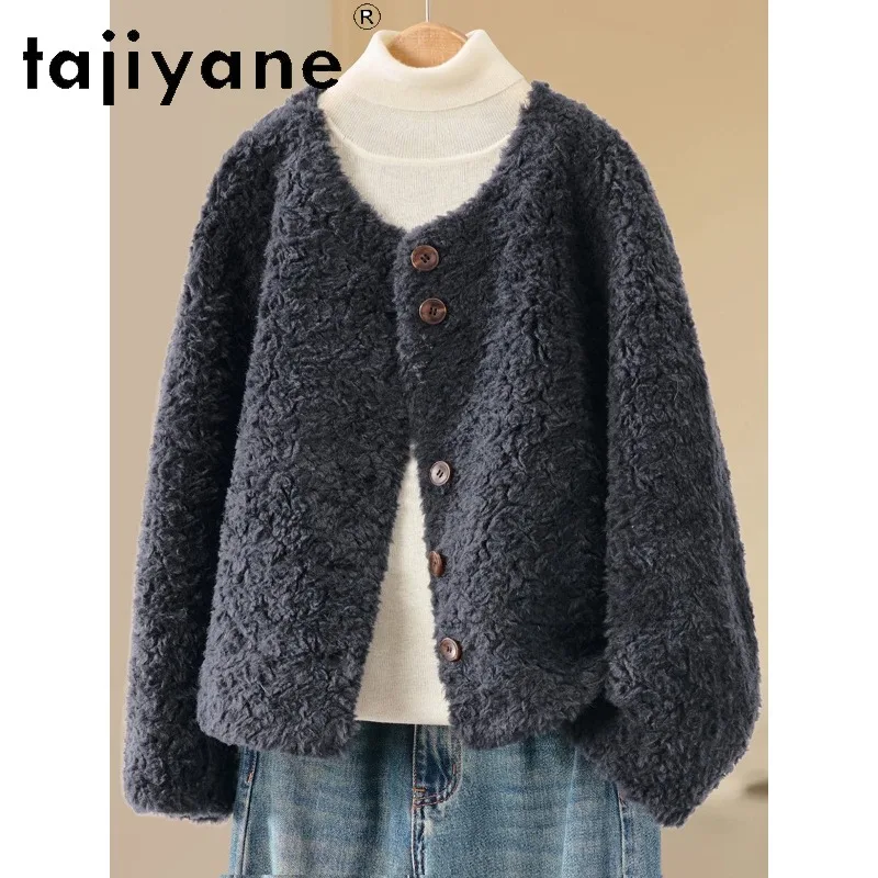 TAJIYANE 100% Wool Shearing Real Fur Coat Women Outerwear Short Lamb Fur Jacket Fourrure Femme Overcoat Autumn Winter 2026 Шуба