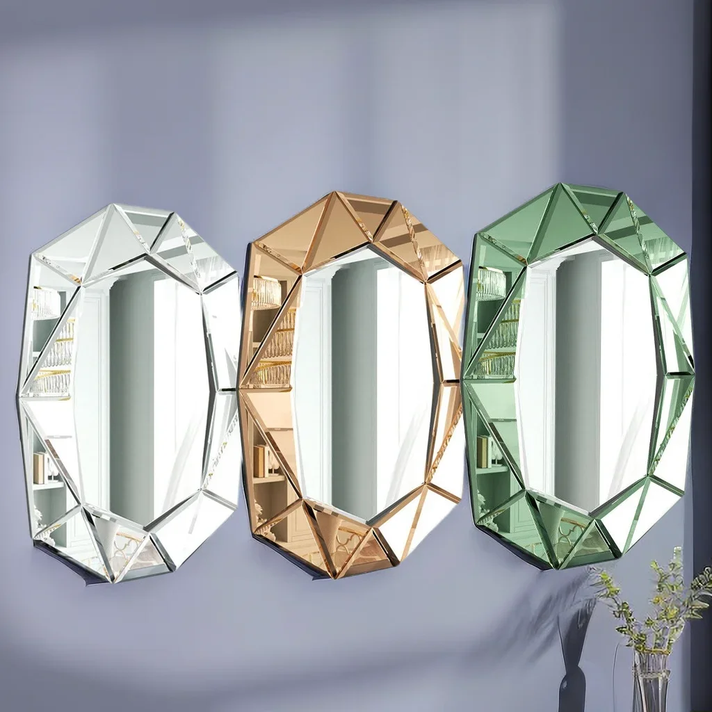 Large Wall Mirror Modern Irregular Accent Mirror Vintage Artistic Decor 100x72cm