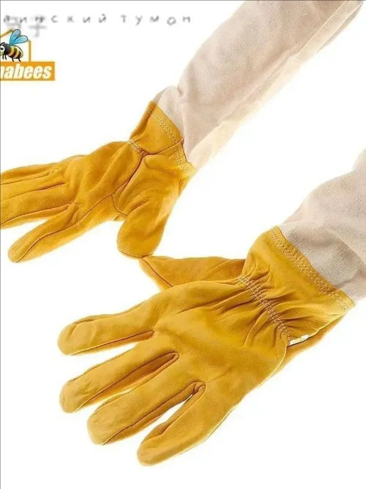 Professional XXL Beekeeping Gloves Genuine Leather with Long Sleeve Protector Goatskin Apiary Gloves Beekeeper Sleeves