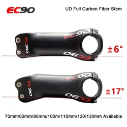 EC90 Full Carbon Fiber Bicycle Stem Mountain Road Bike UD Matte Carbon mtb Stem 6/17 degree 70-130mm Cycling Parts