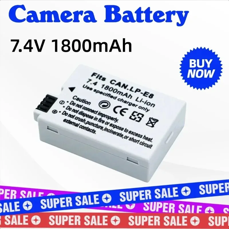 

New Replacement Camera Battery LP-E8 7.4V 1800mAh for Canon EOS 550D 700D 600D 650D X7i X6i X5 X4 Rebel T2i T3i