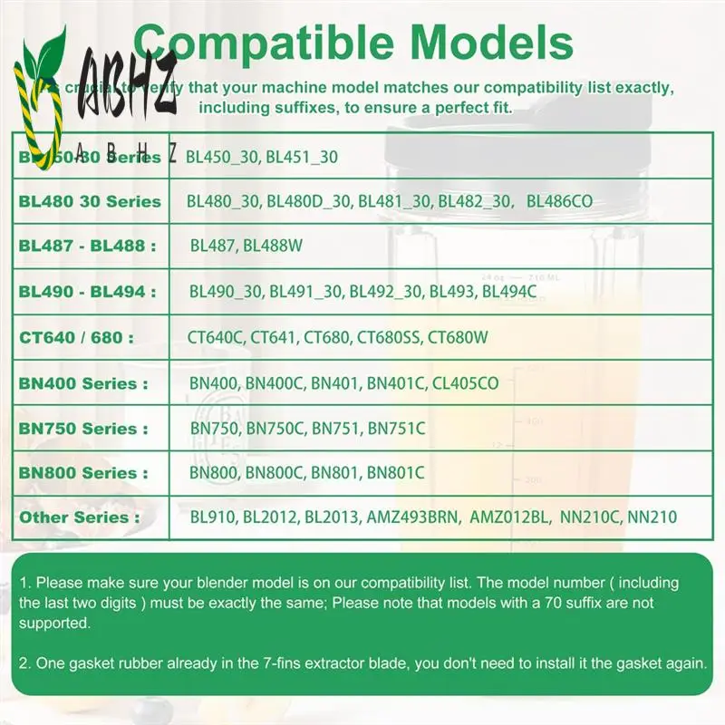 قطع غيار خلاط ABHZ لـ Ninja Auto IQ، أكواب خلاط Ninja 24Oz + 32Oz مع مجموعة أغطية للذهاب، شفرة مستخرج الزعانف #1