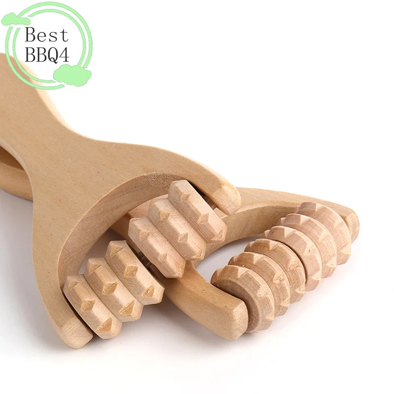 (BBQ4)Wooden Roller Massager Therapy Body Face Shoulder Neck Hand Push Rolling Massager Body Soothing Relaxing Massage Tool view 4