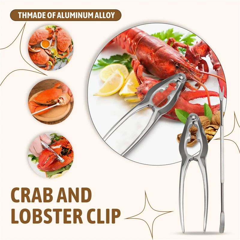 ELEG-8 Piece Seafood Tool Kit, Stainless Steel Crab Leg Cracker And Forks Nut Cracker Set Shellfish Sheller
