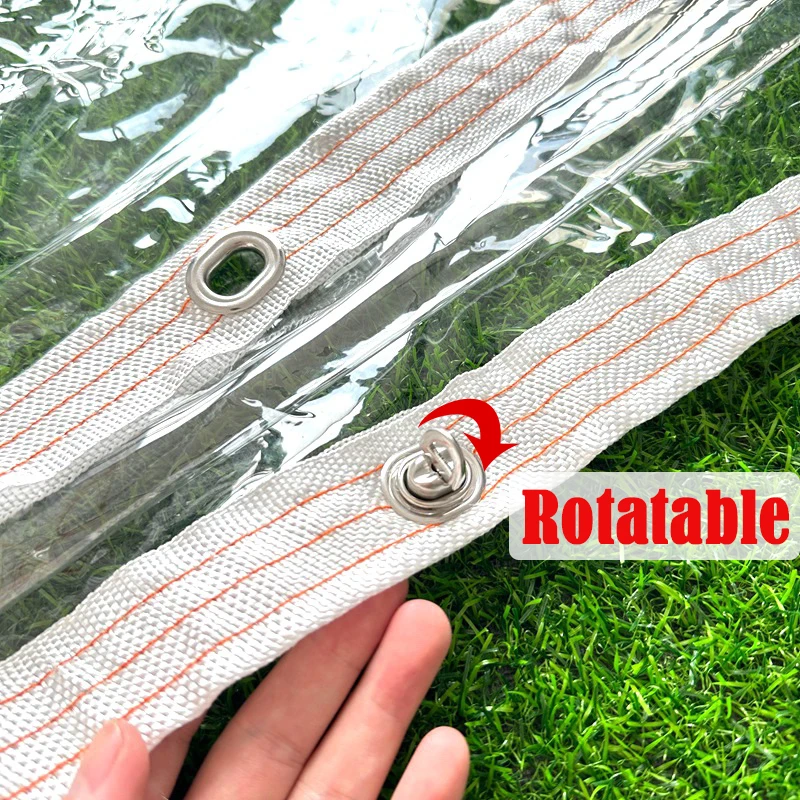 Outdoor Transparent Tarpaulin with Oval Eyelets Patio Pergola Tarp Curtain with Twist Locks Heavy Duty Clear Vinyl Tarpaulin