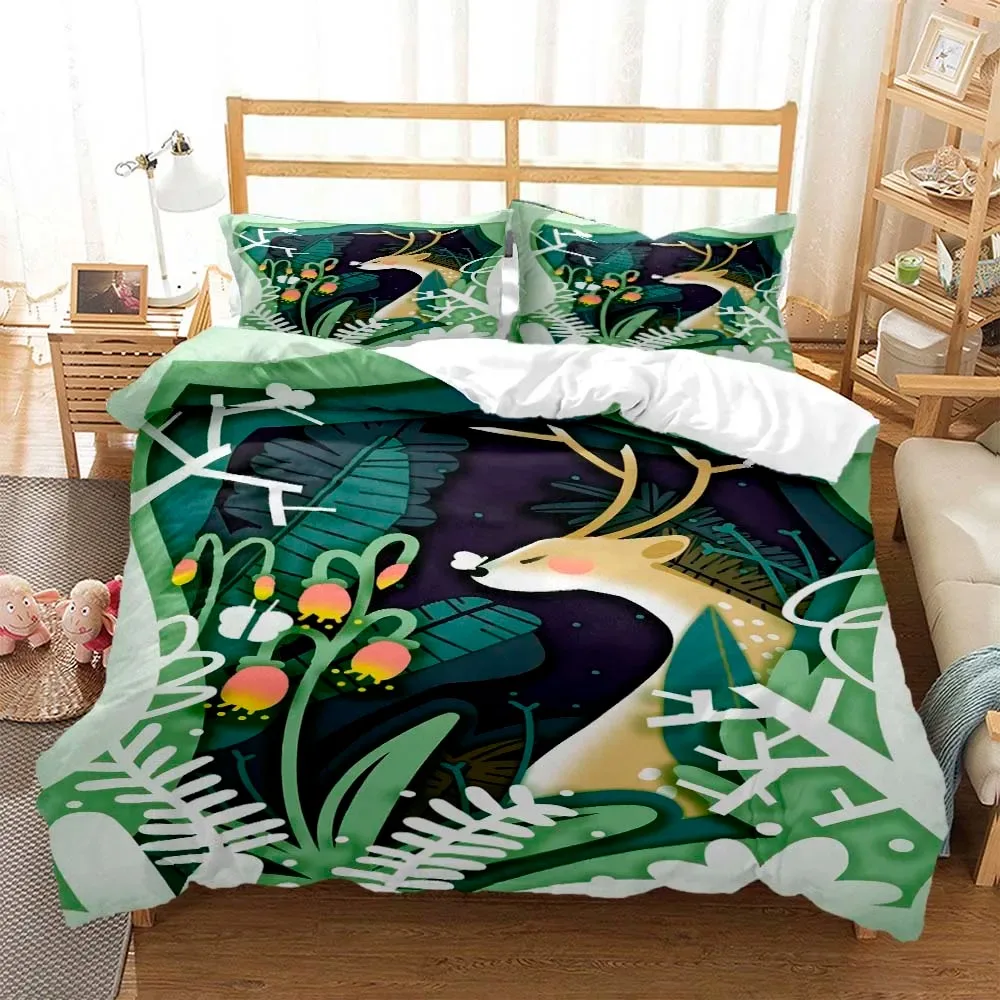 

Forest Deer Digital Print Polyester Bedding Sets Child Kids Covers Boys Bed Linen Set For Teens Bedding Set