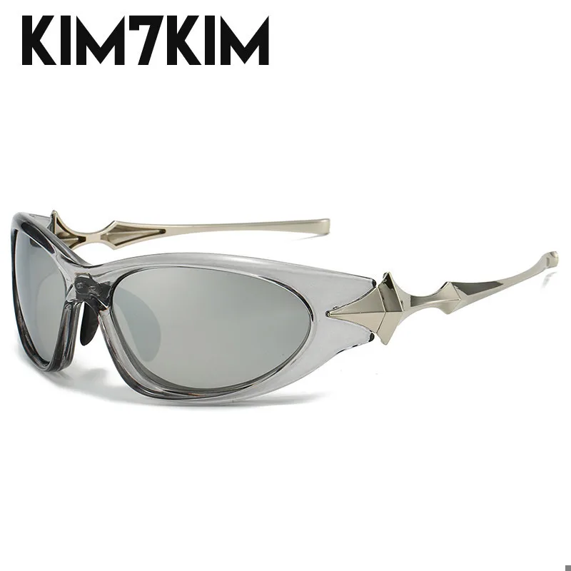 Steampunk okulary przeciwsłoneczne Cat Eye kobiet 2024 nowe modne oversize punkowe okulary przeciwsłoneczne dla pań Retro 2000 gogle Y2k akcesoria
